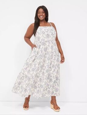 Lane Bryant Cami Smocked-Back Tiered Maxi Dress